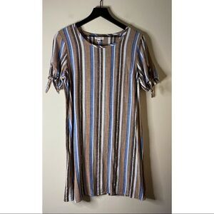 Chloe + Rene Striped Linen Blend Dress Size M